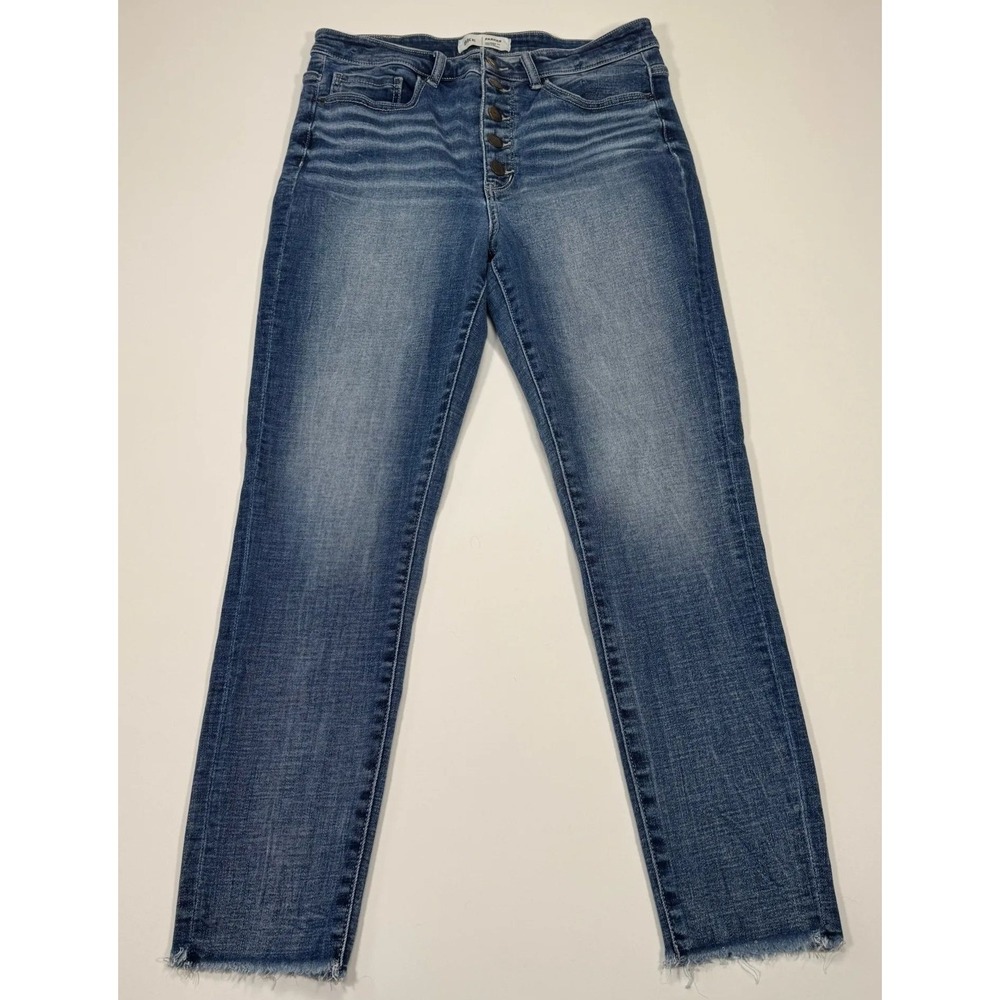 BKE Buckle Parker Jeans Womens 28 Blue High Rise Ankle Skinny Button Fly Raw Hem